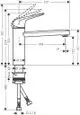Ein Küchenmischer von Hansgrohe mit einem einhebeligen Bedienmechanismus, kombiniert mit einem schlanken Design und flexibler Armatur für die Wasserregulierung.
